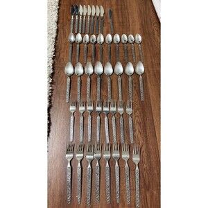 43 Pieces Vintage MCM Riviera Monterey Stainless Japan Flatware Scroll Pattern